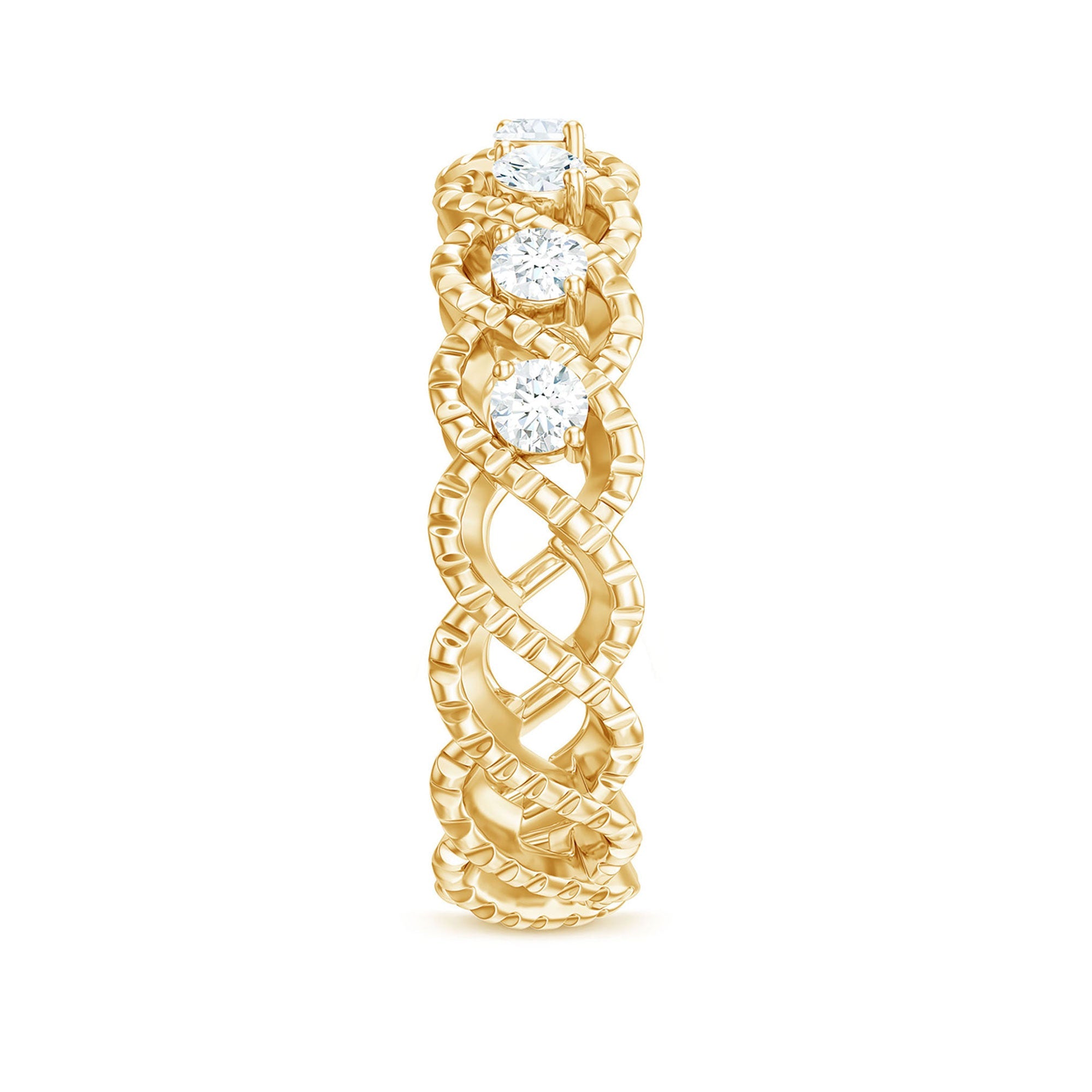 Round Moissanite Twisted Half Eternity Wedding Band