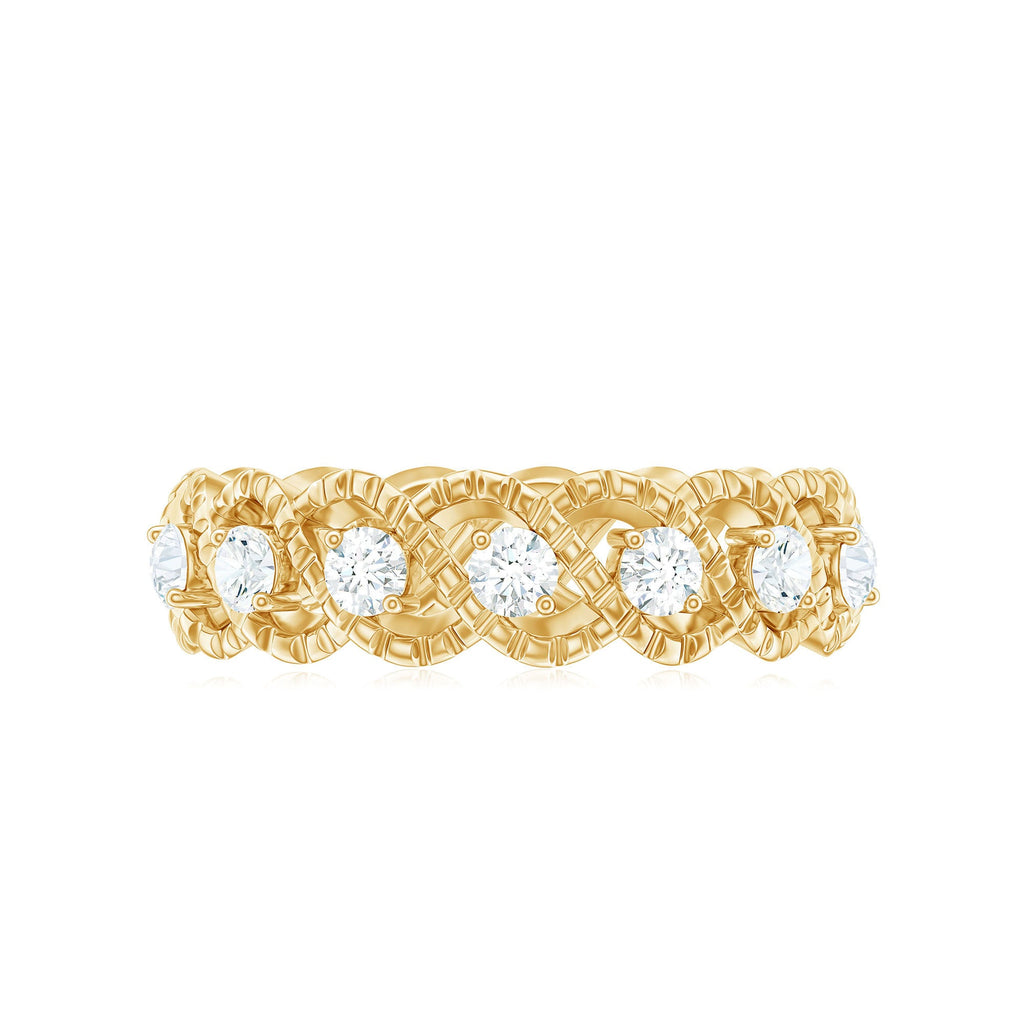 Round Moissanite Twisted Half Eternity Wedding Band