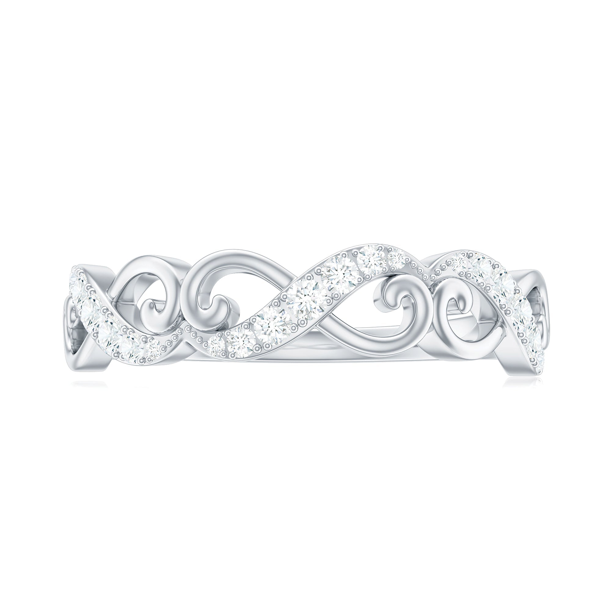 Vintage Inspired Moissanite Infinity Wedding Band Ring