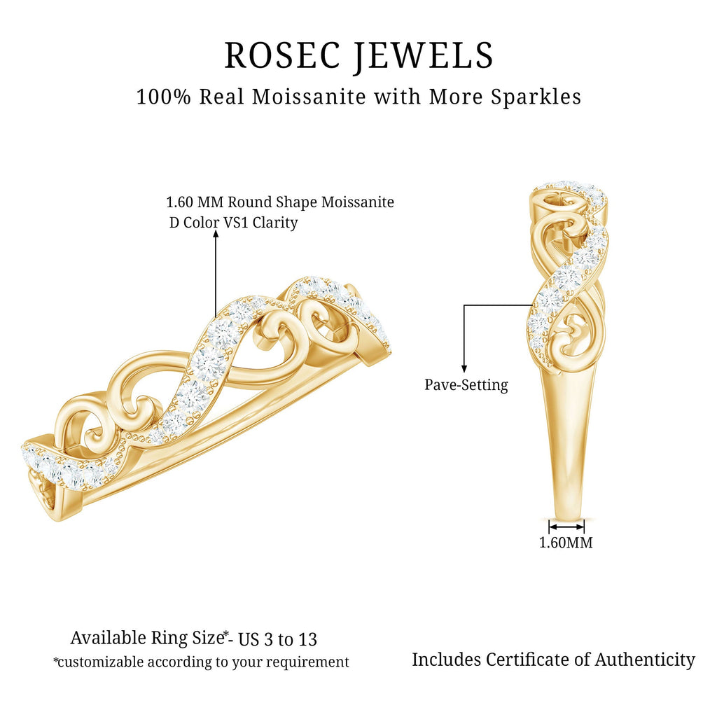 Vintage Inspired Moissanite Infinity Wedding Band Ring
