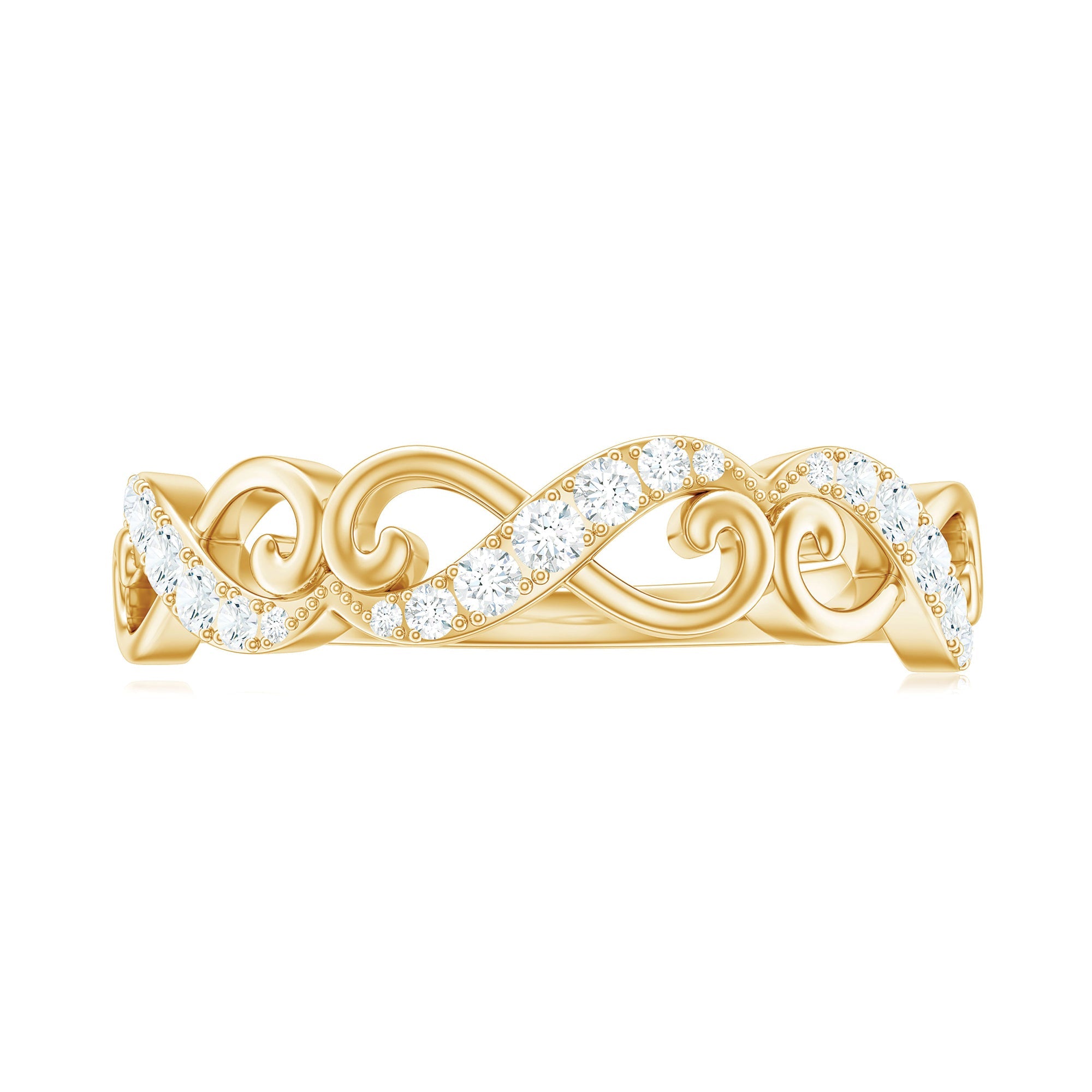 Vintage Inspired Moissanite Infinity Wedding Band Ring