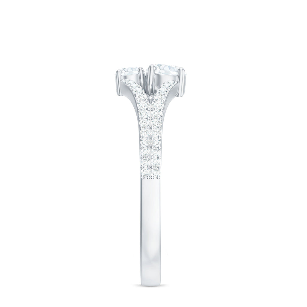 Moissanite Toi et Moi Engagement Ring with Split Shank