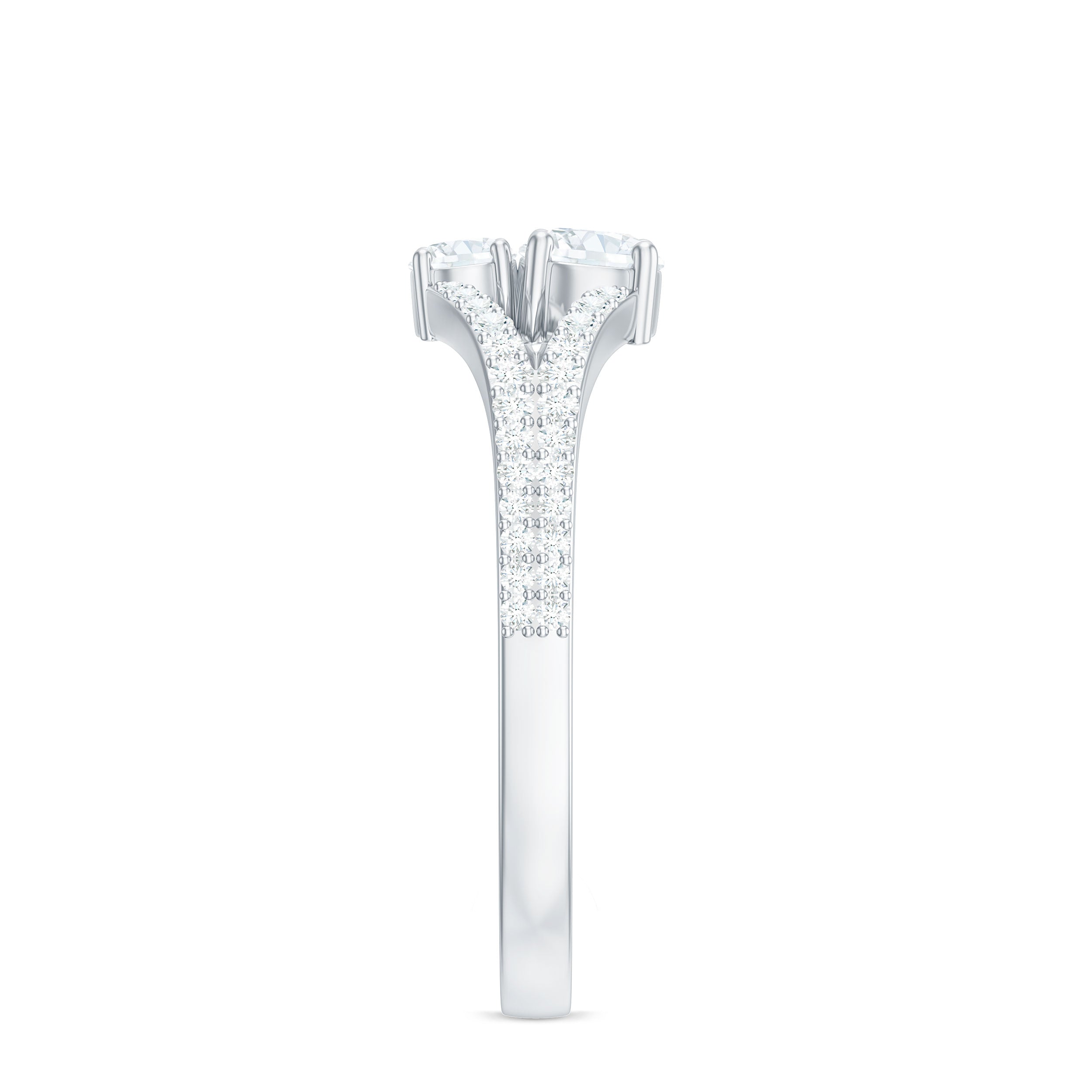 Moissanite Toi et Moi Engagement Ring with Split Shank