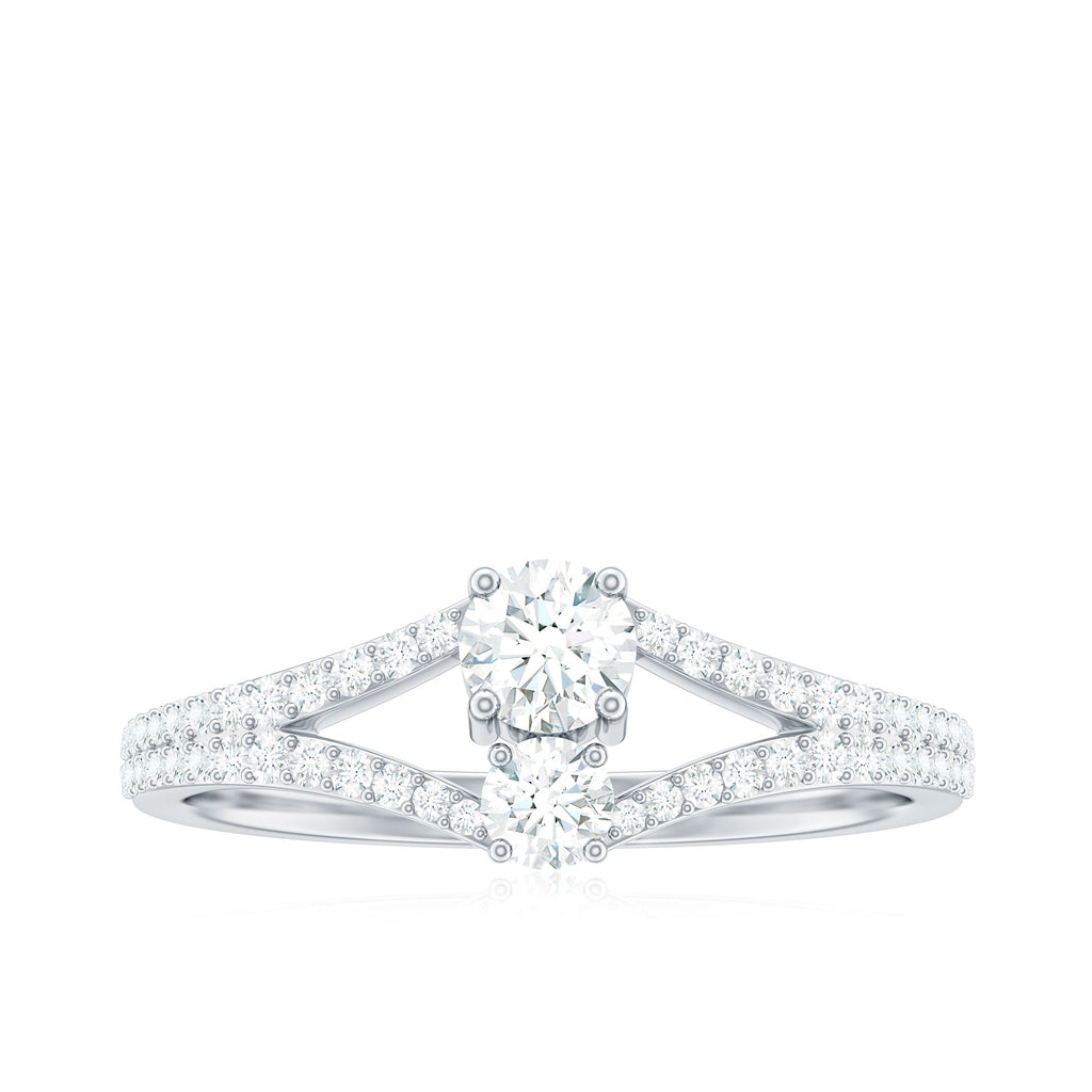 Moissanite Toi et Moi Engagement Ring with Split Shank