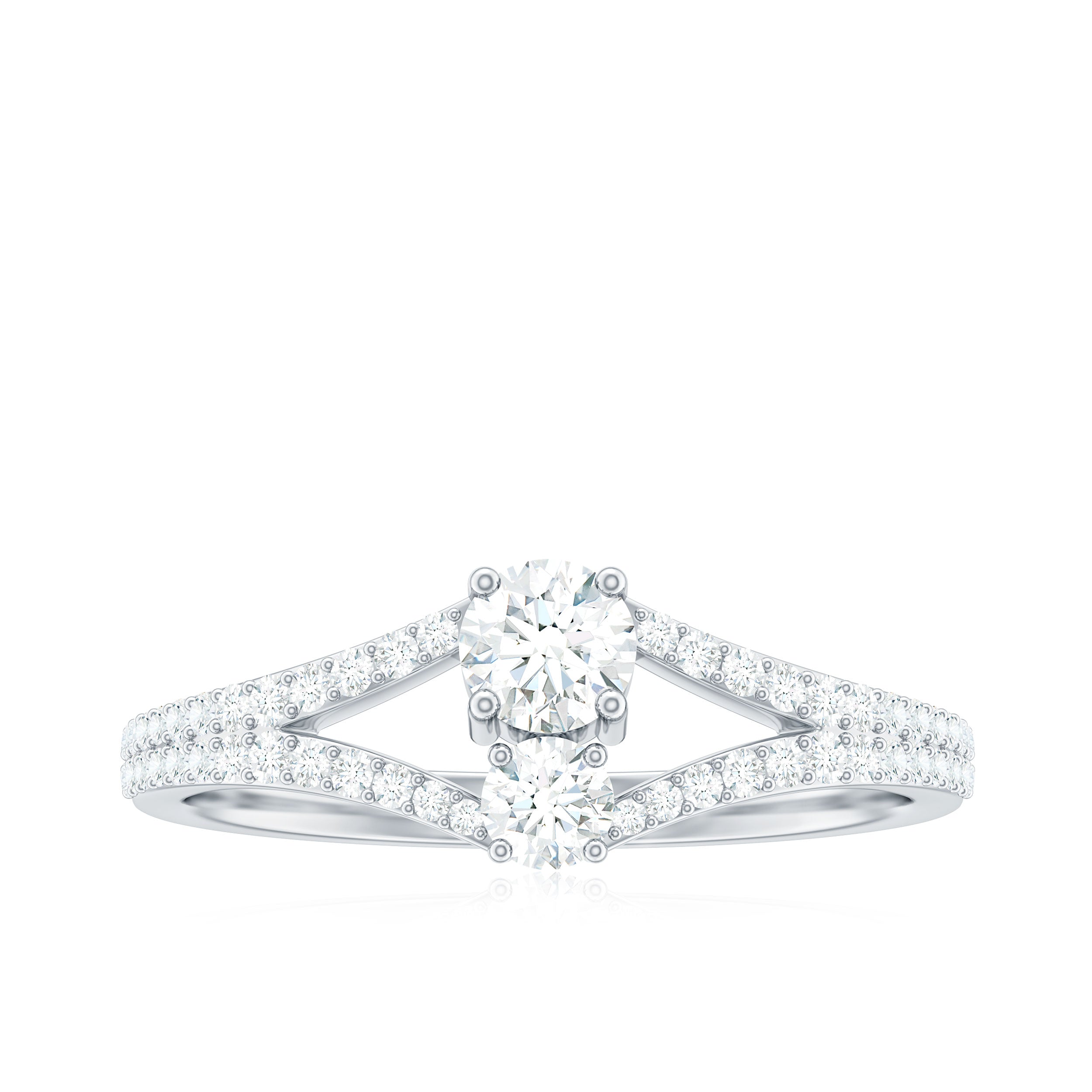 Moissanite Toi et Moi Engagement Ring with Split Shank