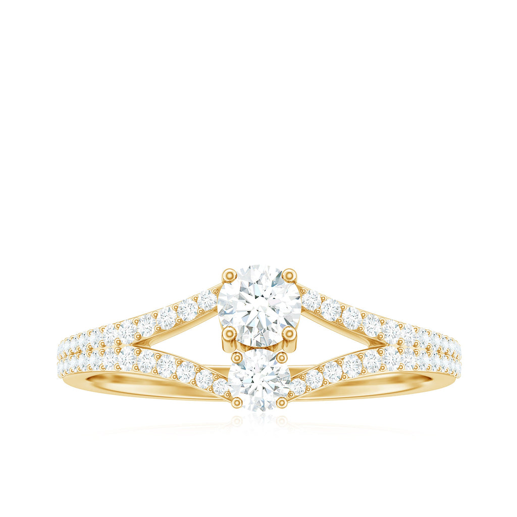 Moissanite Toi et Moi Engagement Ring with Split Shank