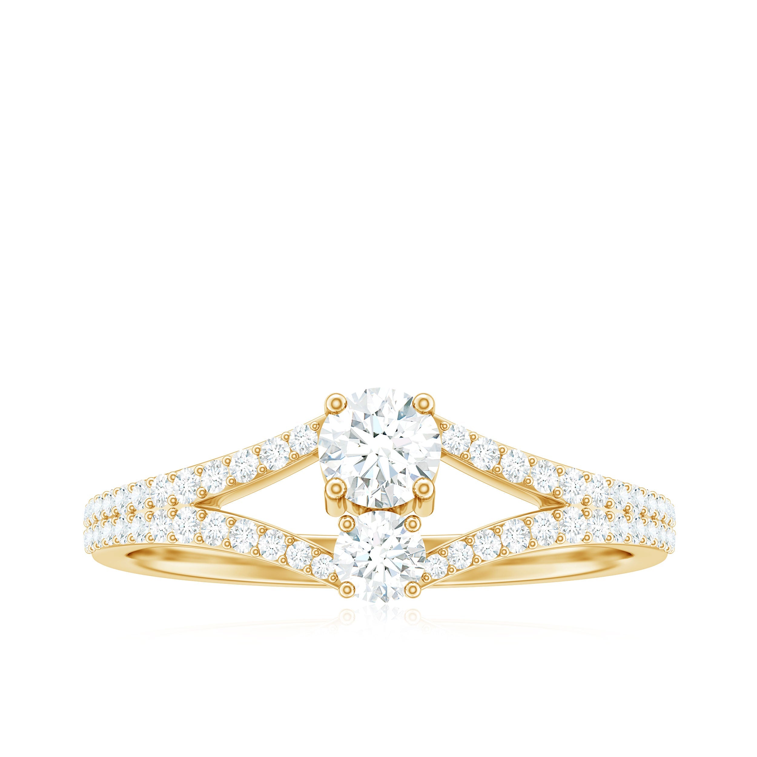 Moissanite Toi et Moi Engagement Ring with Split Shank