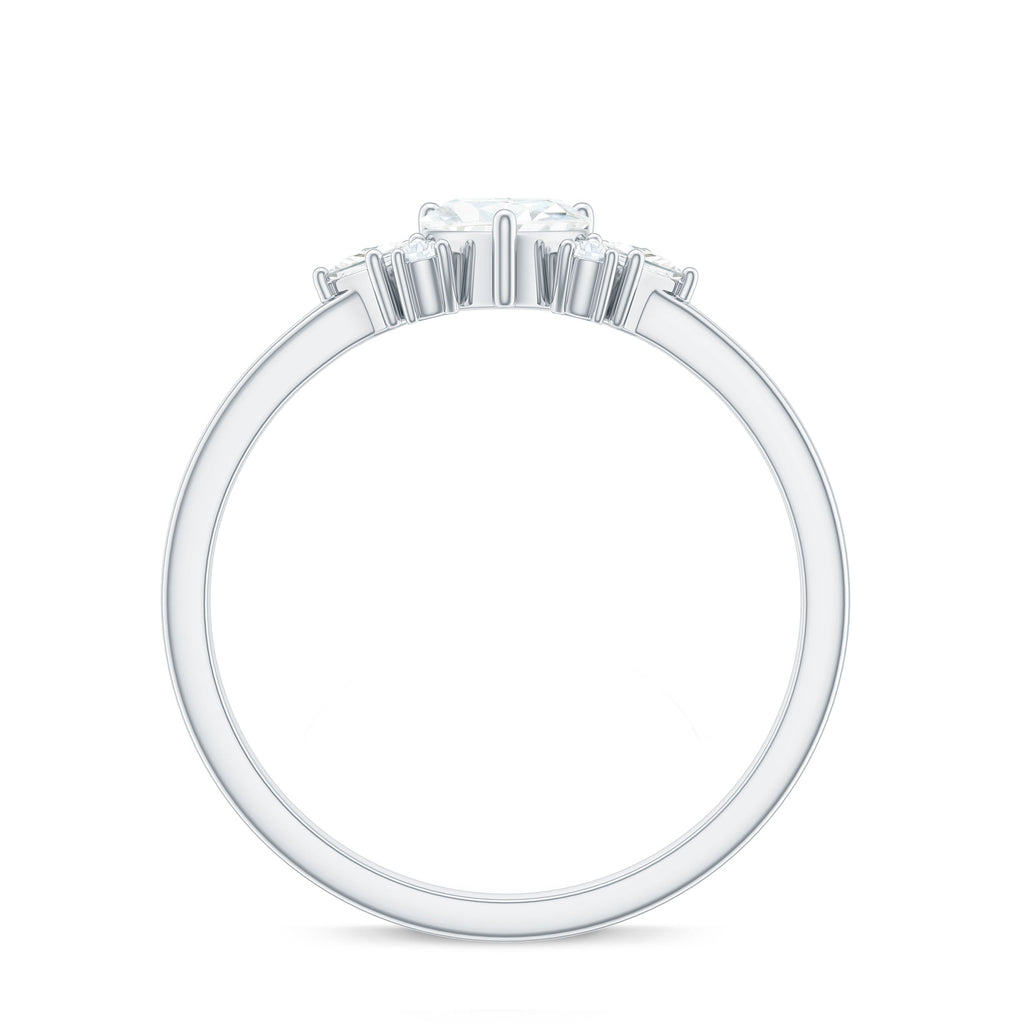 Heart Shape Moissanite Engagement Ring with Cluster Stones