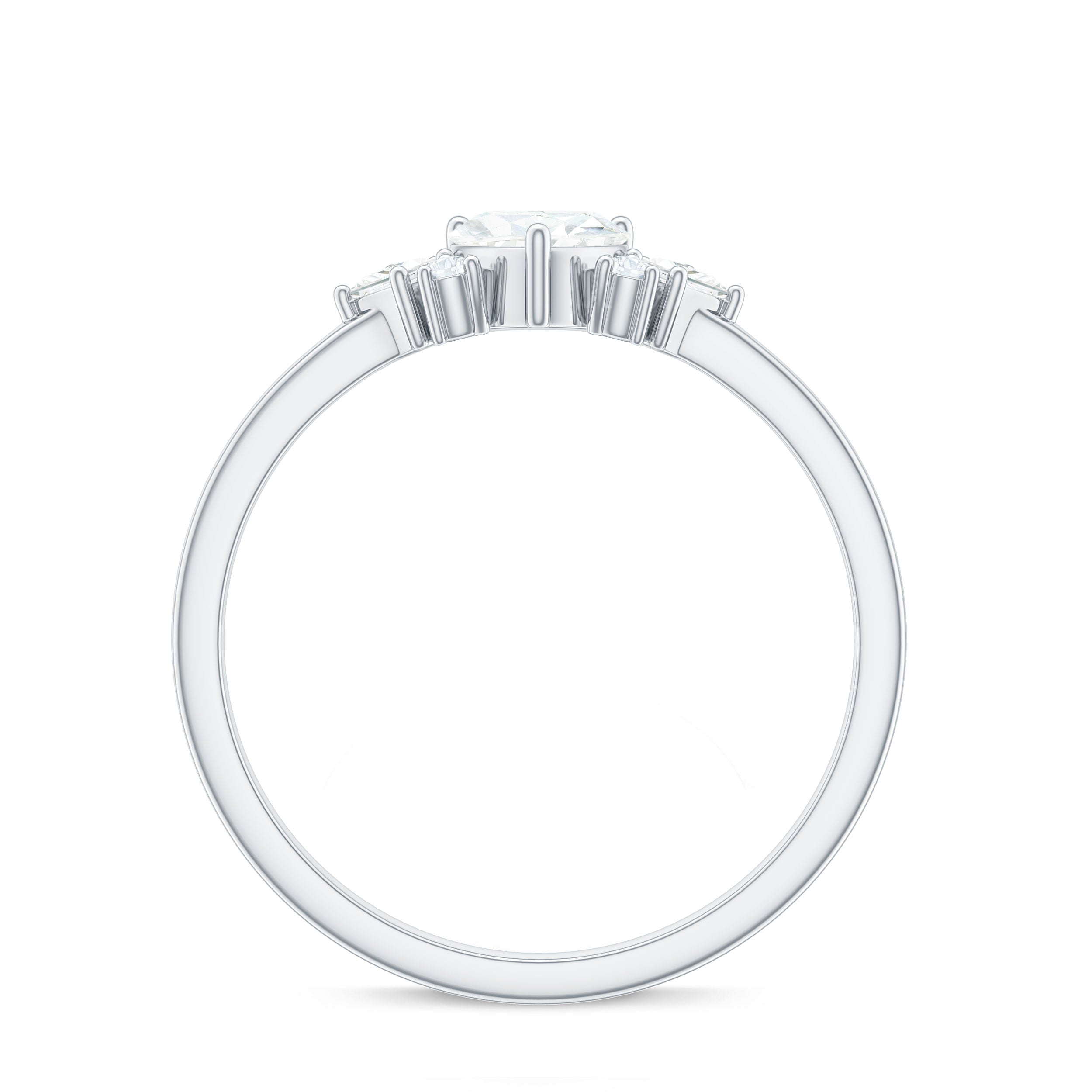 Heart Shape Moissanite Engagement Ring with Cluster Stones