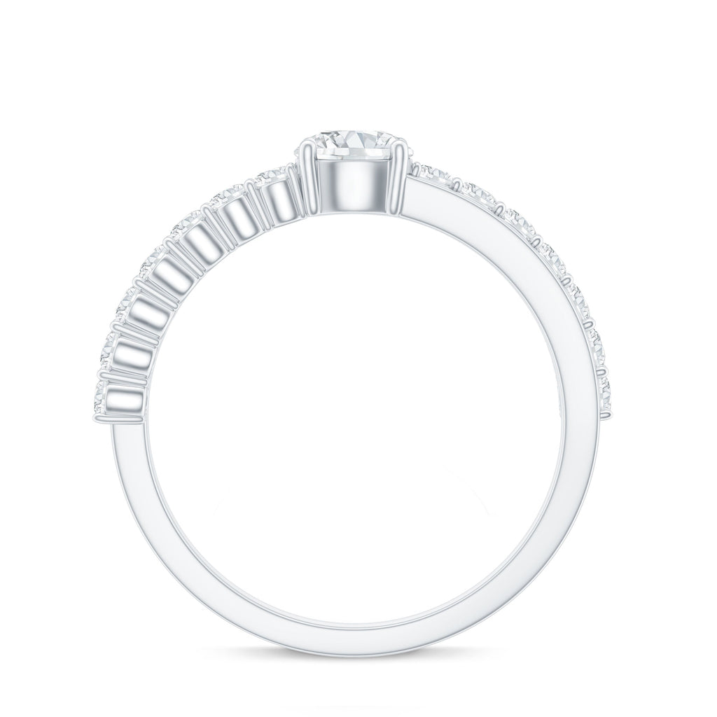 Round Cut Moissanite Engagement Ring with Side Stones