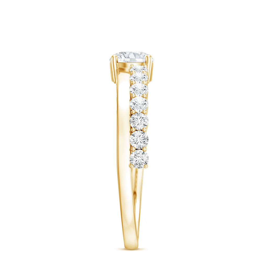 Round Cut Moissanite Engagement Ring with Side Stones