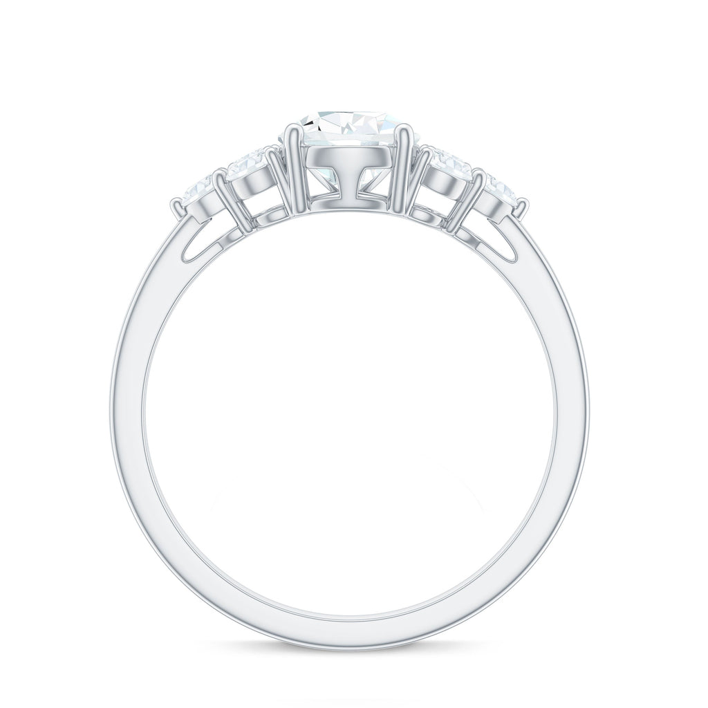 Certified 1.3 Carat Moissanite Pear Engagement Ring with Trio