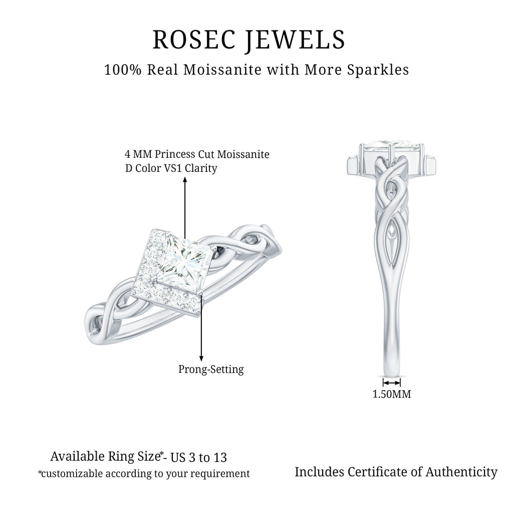 Princess Cut Moissanite Infinity Promise Ring with Half Halo