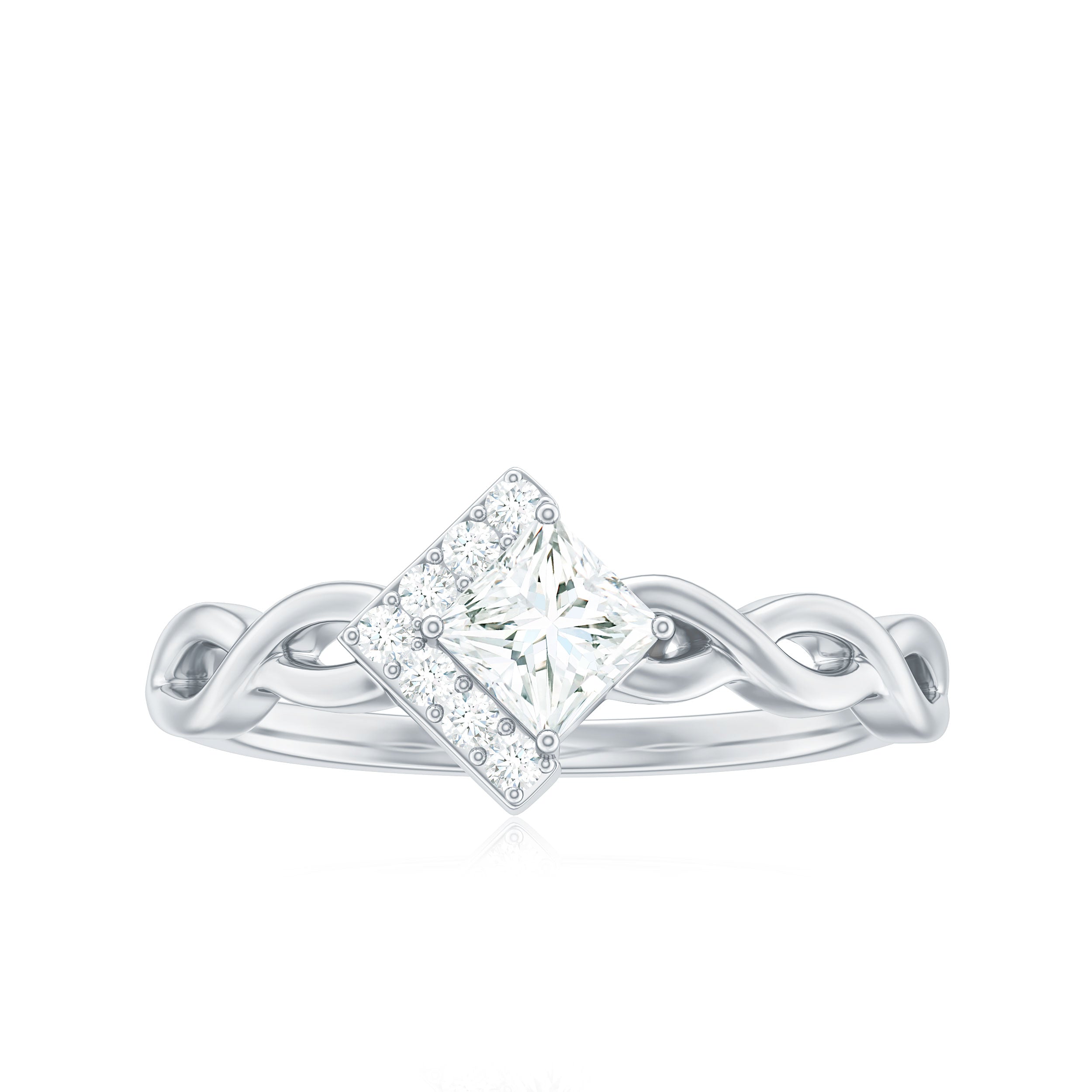 Princess Cut Moissanite Infinity Promise Ring with Half Halo