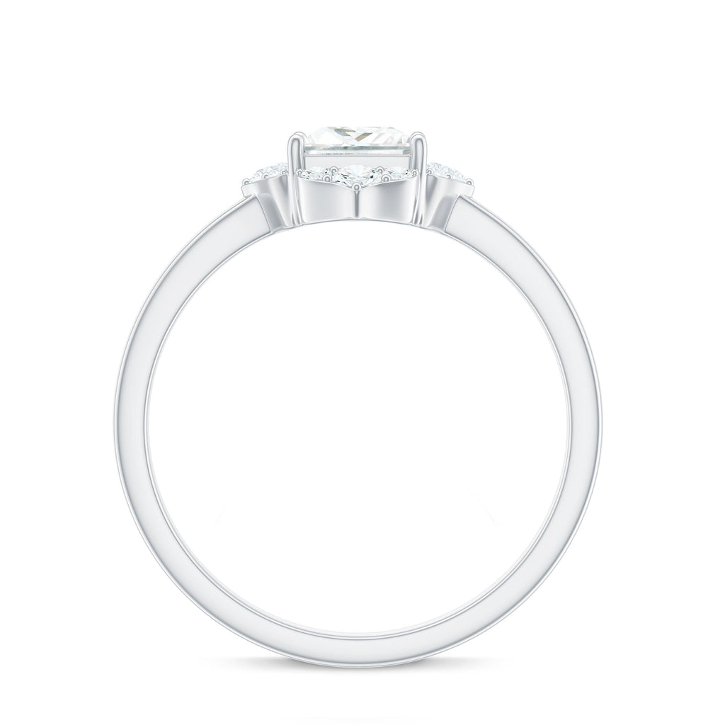 Princess Cut Moissanite Floral Engagement Ring for Women