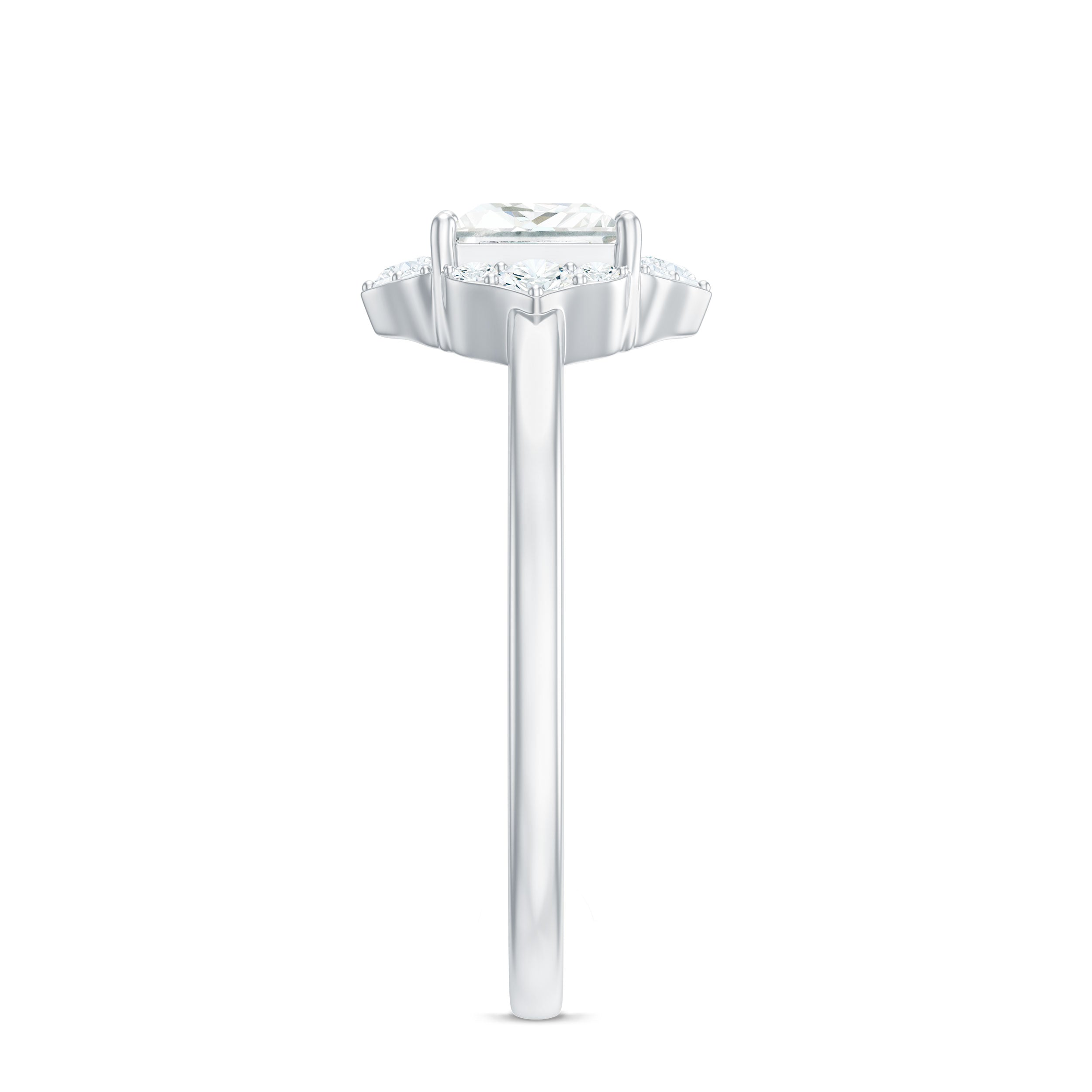 Princess Cut Moissanite Floral Engagement Ring for Women