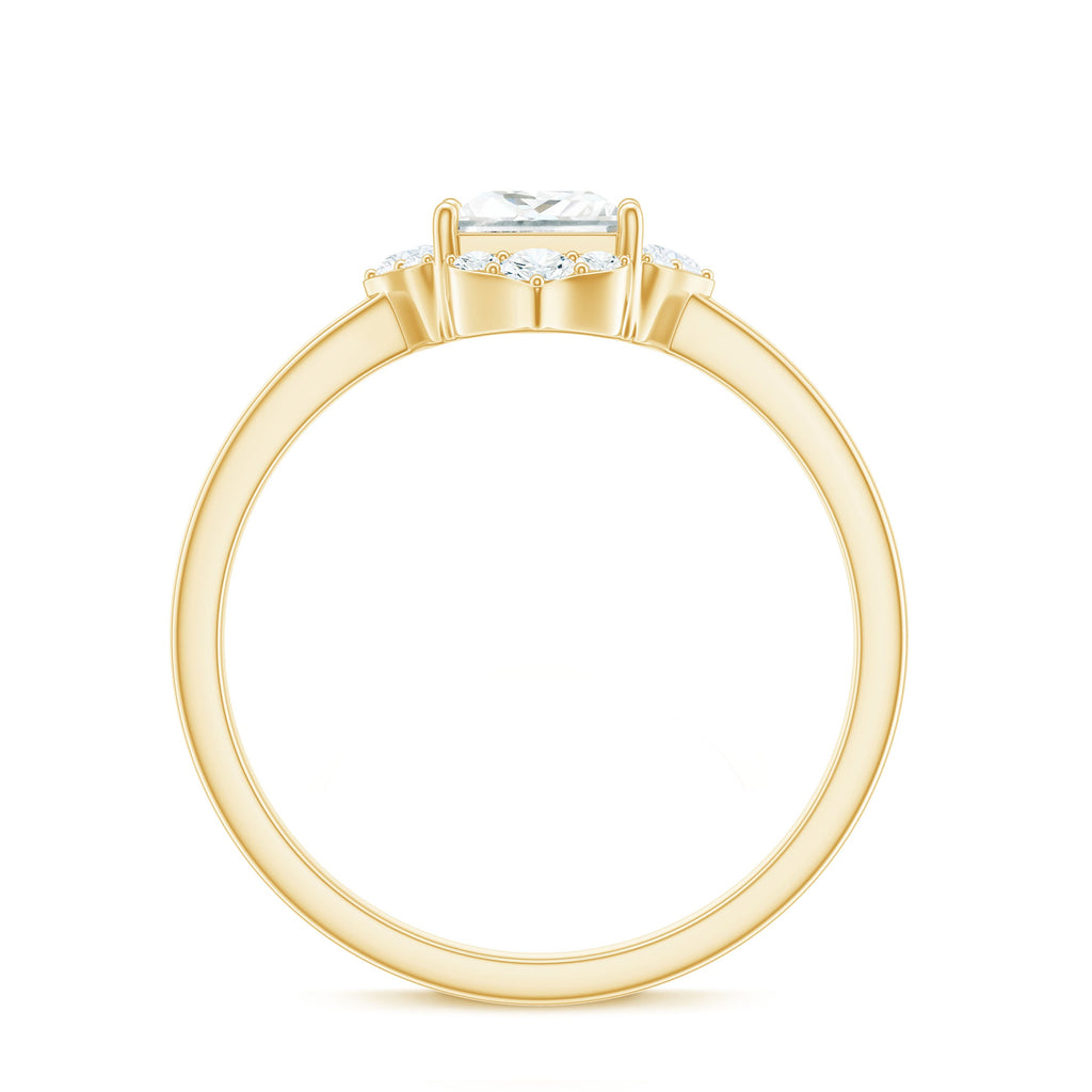 Princess Cut Moissanite Floral Engagement Ring for Women
