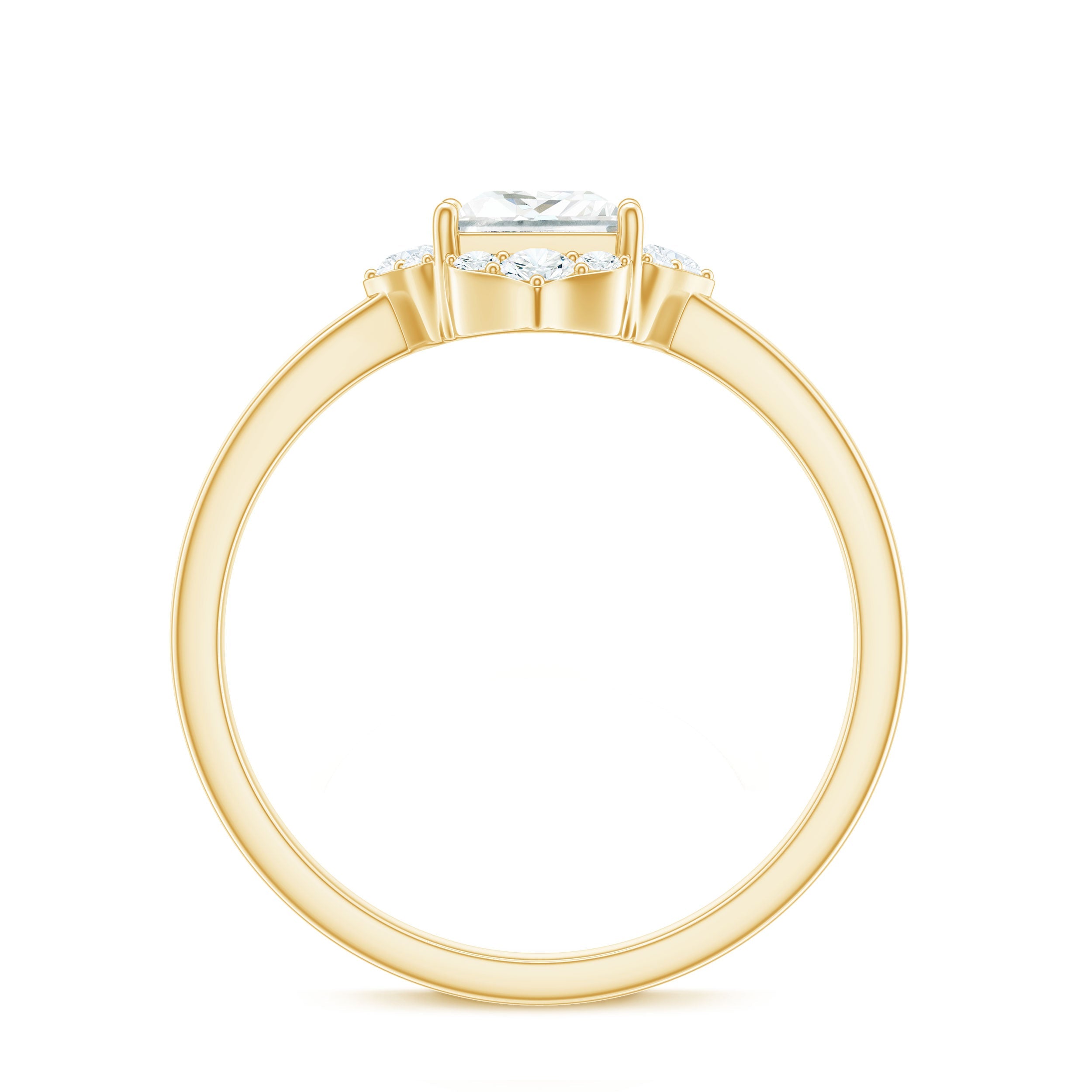 Princess Cut Moissanite Floral Engagement Ring for Women