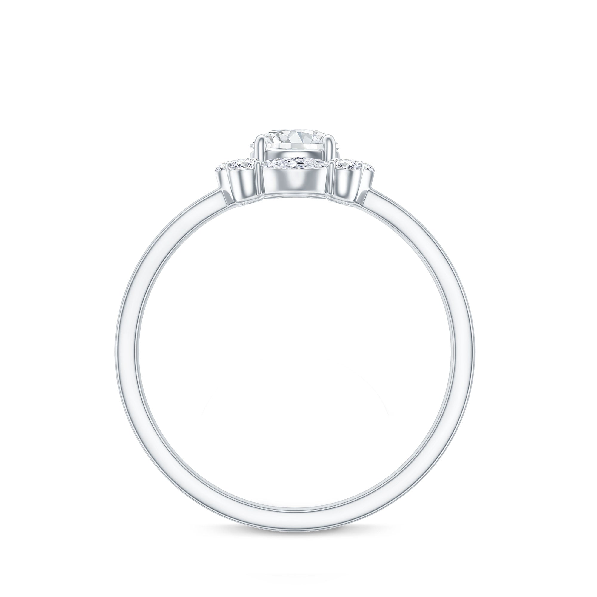 Round Moissanite Halo Engagement Ring for Women
