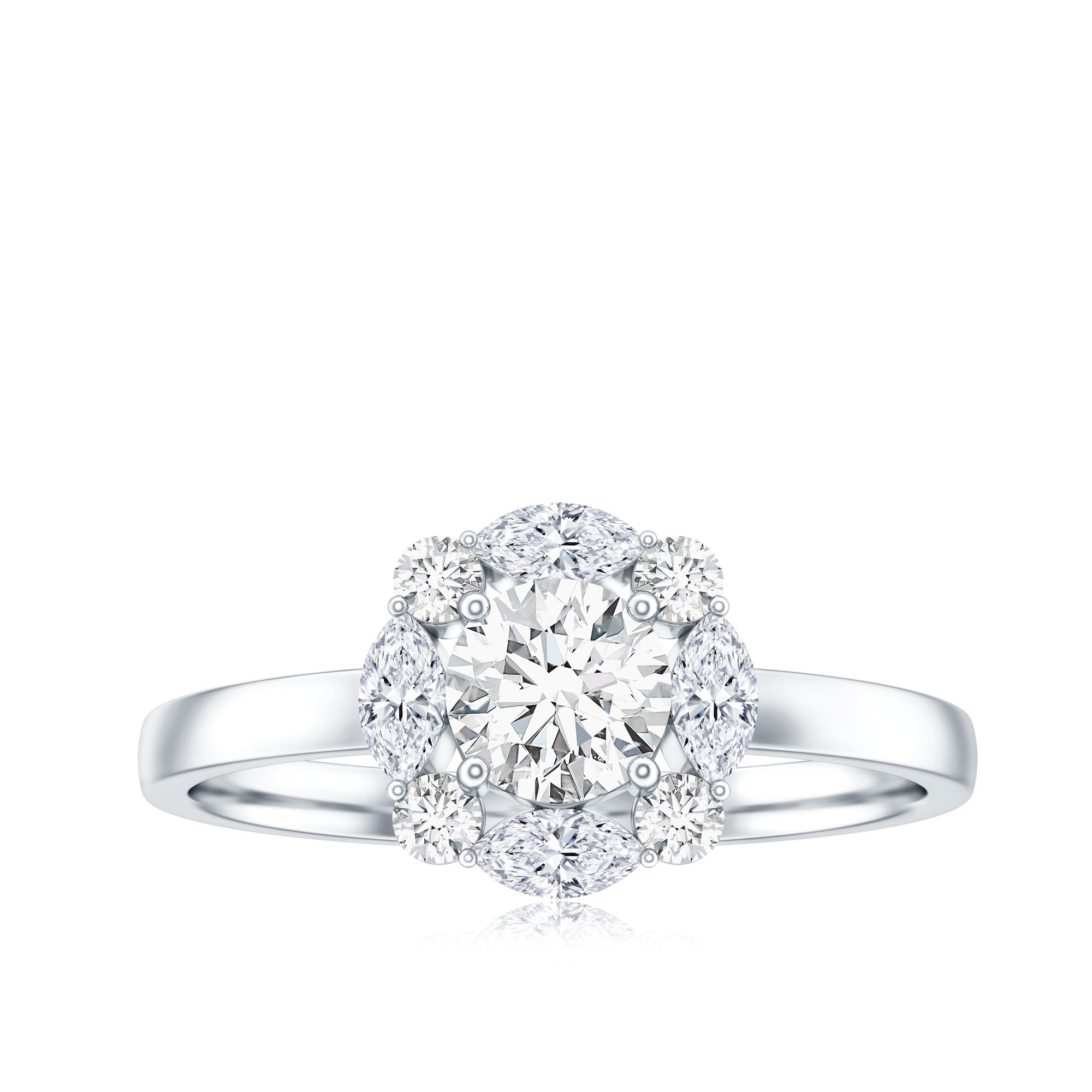 Round Moissanite Halo Engagement Ring for Women