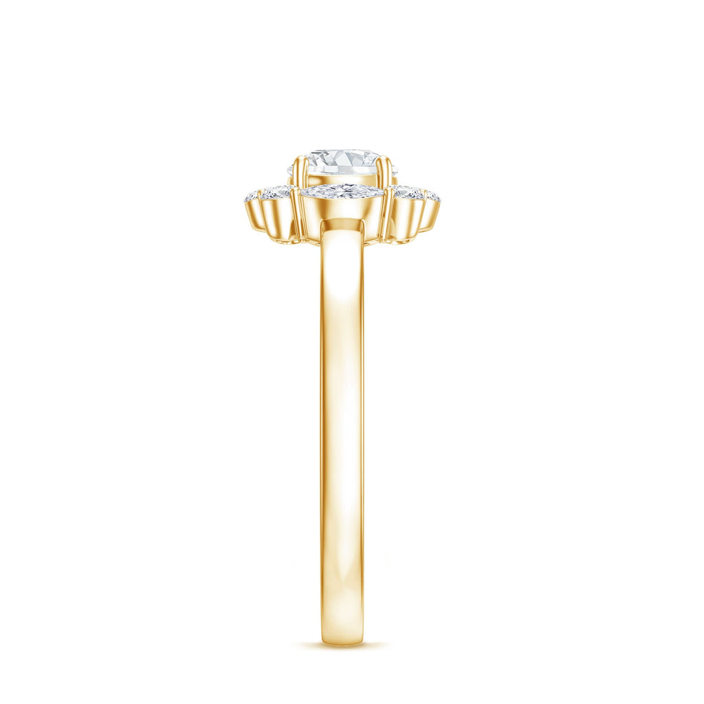 Round Moissanite Halo Engagement Ring for Women