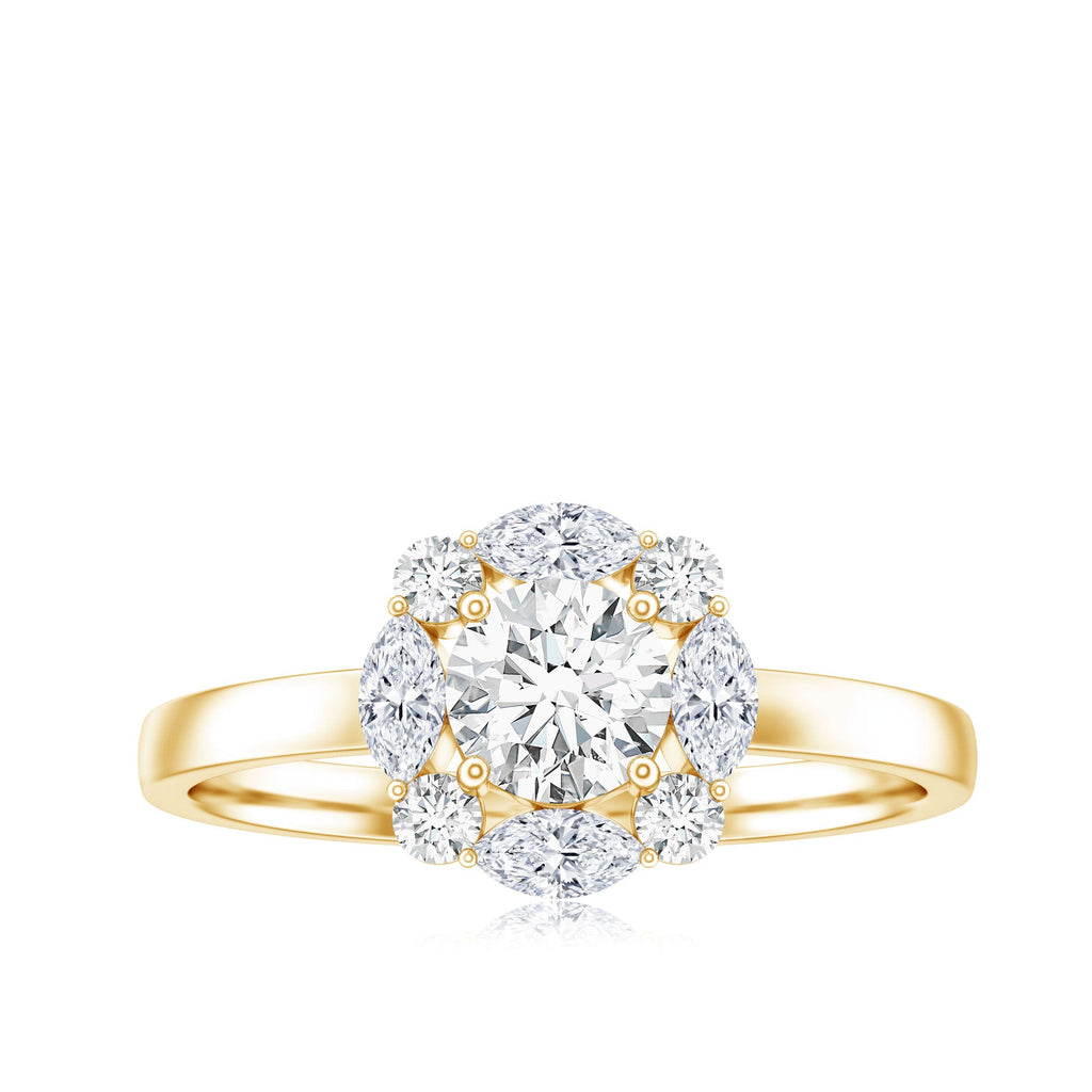 Round Moissanite Halo Engagement Ring for Women