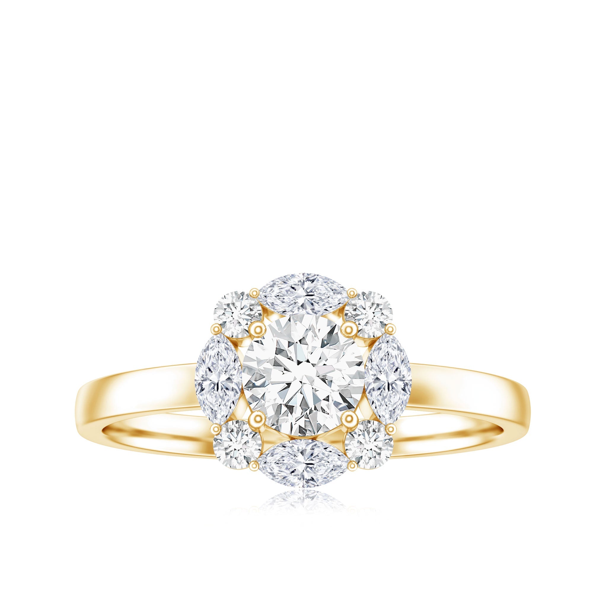 Round Moissanite Halo Engagement Ring for Women