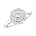 Certified Round Moissanite Double Halo Engagement Ring