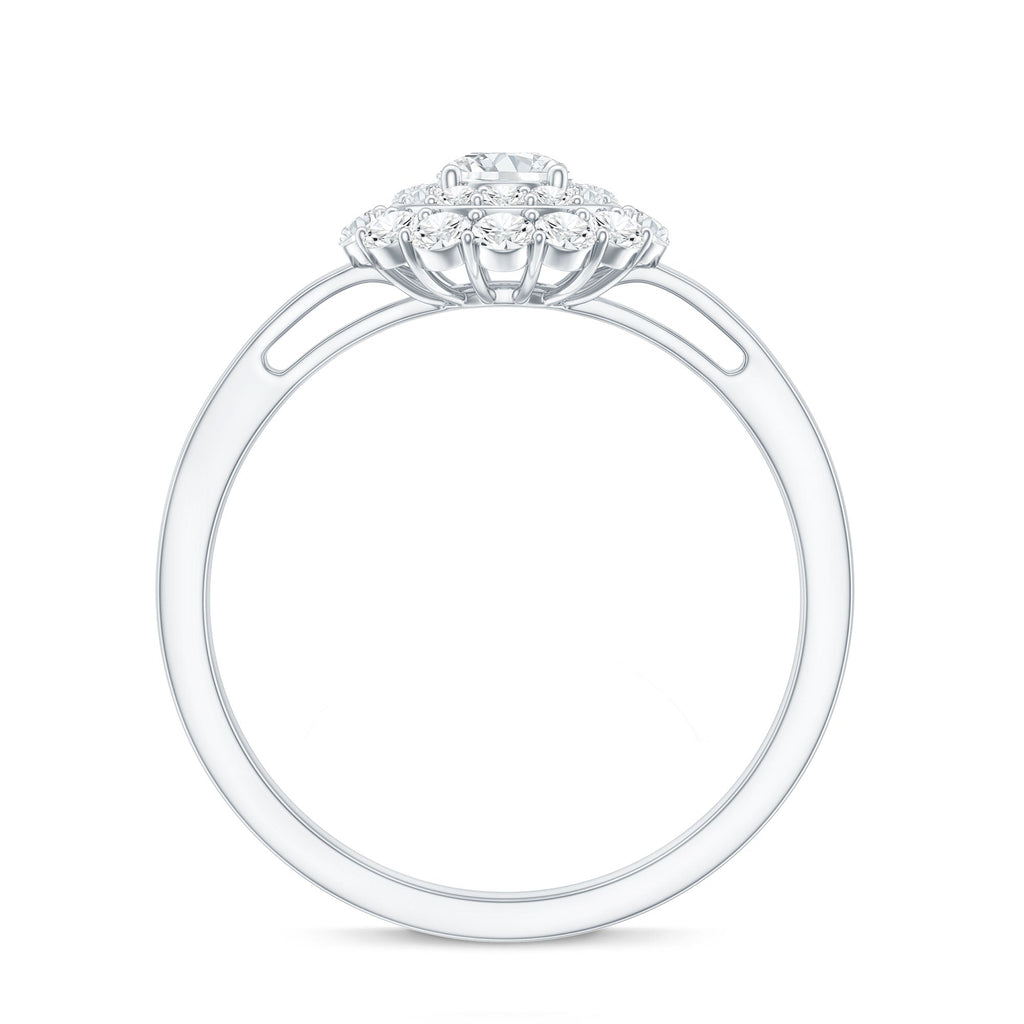 Certified Round Moissanite Double Halo Engagement Ring