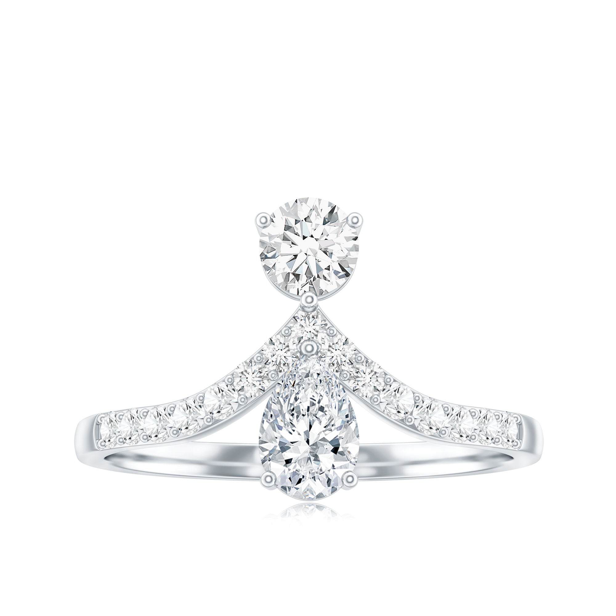 Pear and Round Cut Moissanite Toi et Moi Engagement Ring