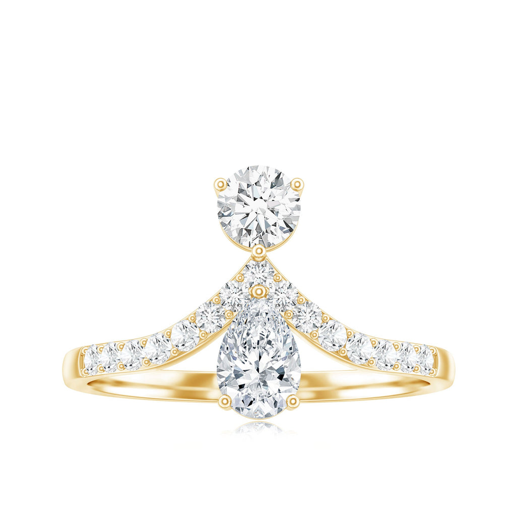 Pear and Round Cut Moissanite Toi et Moi Engagement Ring