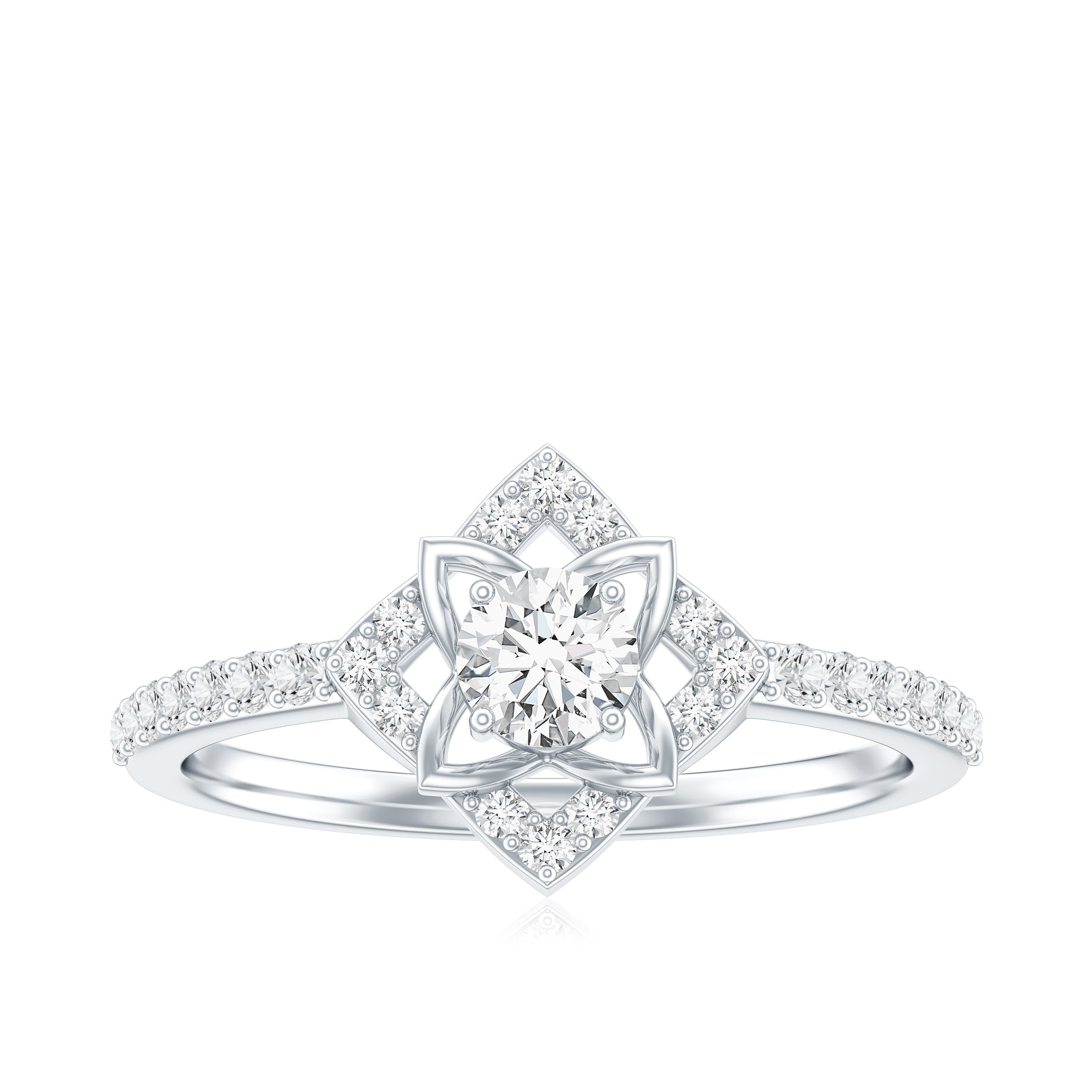 Certified Moissanite Floral Engagement Ring For Her