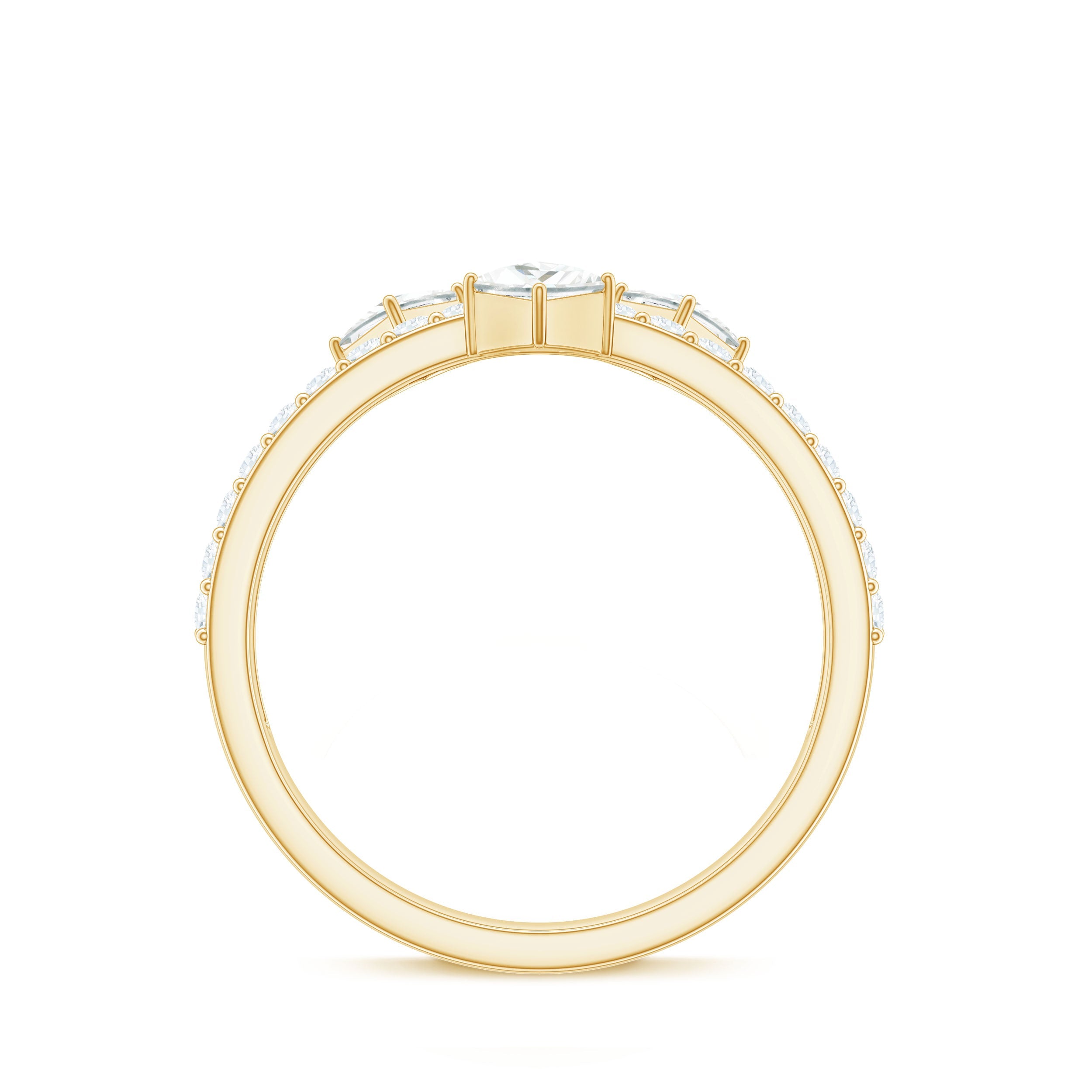 Princess and Round Cut Moissanite Designer Wedding Band