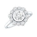 Round Moissanite Statement Engagement Ring with Halo