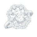 Oval Shaped Moissanite Flower Engagement Ring