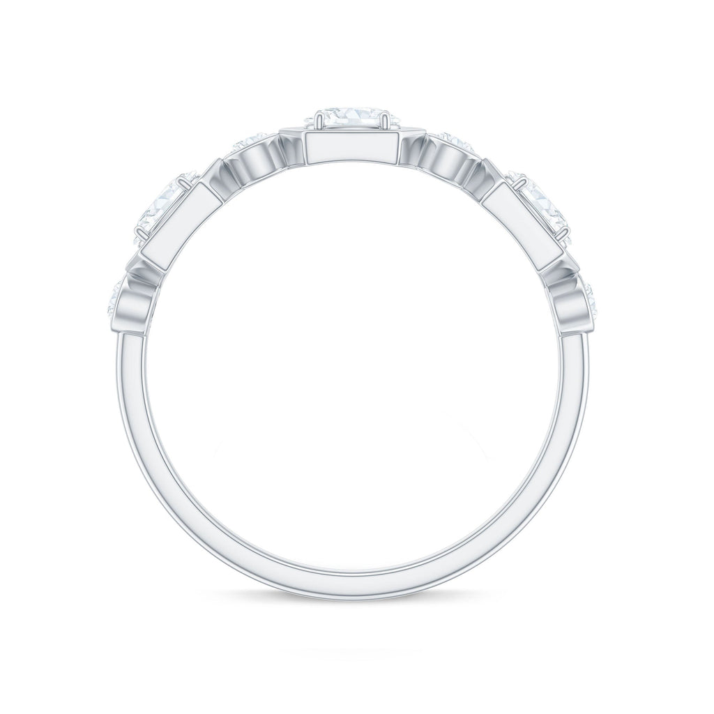 Oval and Round Certified Moissanite Half Eternity Ring