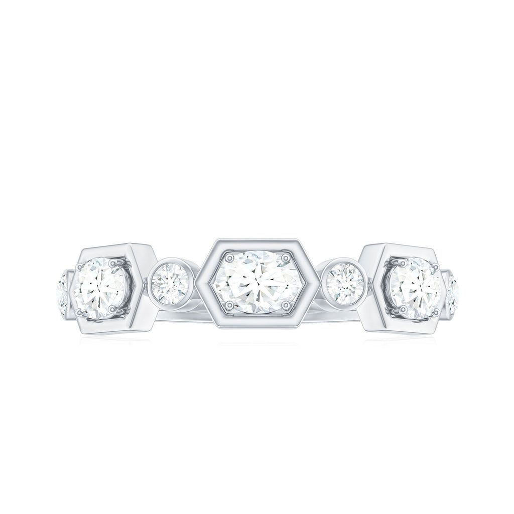 Oval and Round Certified Moissanite Half Eternity Ring