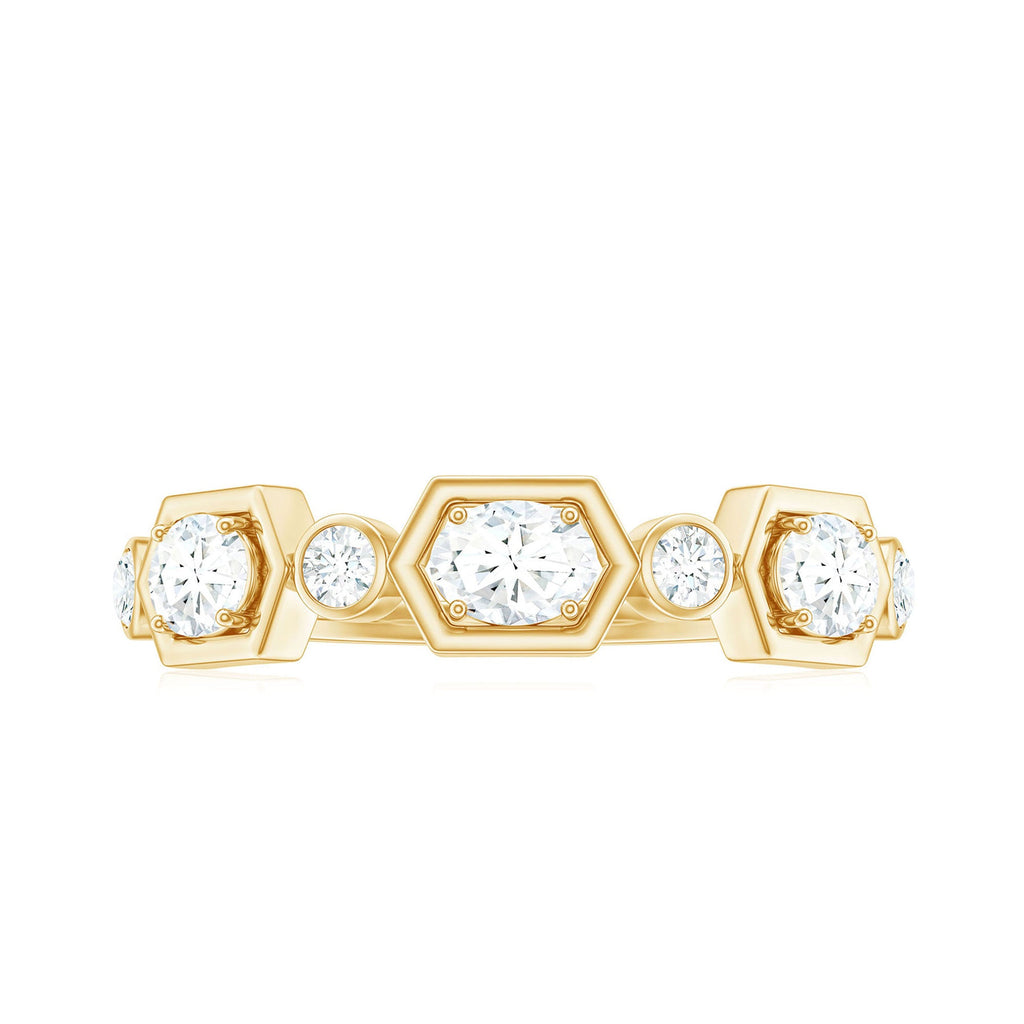 Oval and Round Certified Moissanite Half Eternity Ring