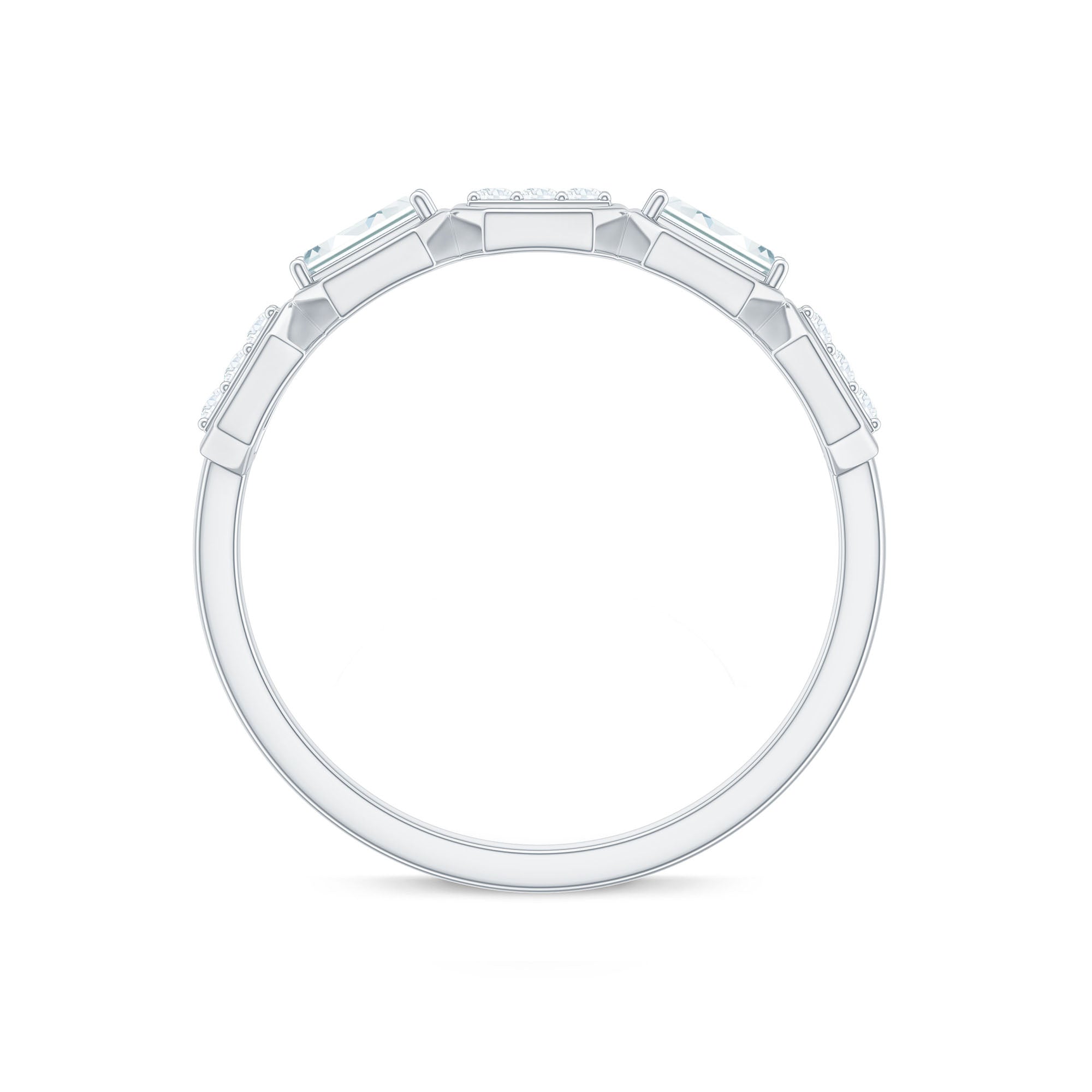 Certified Moissanite Geometric Half Eternity Ring