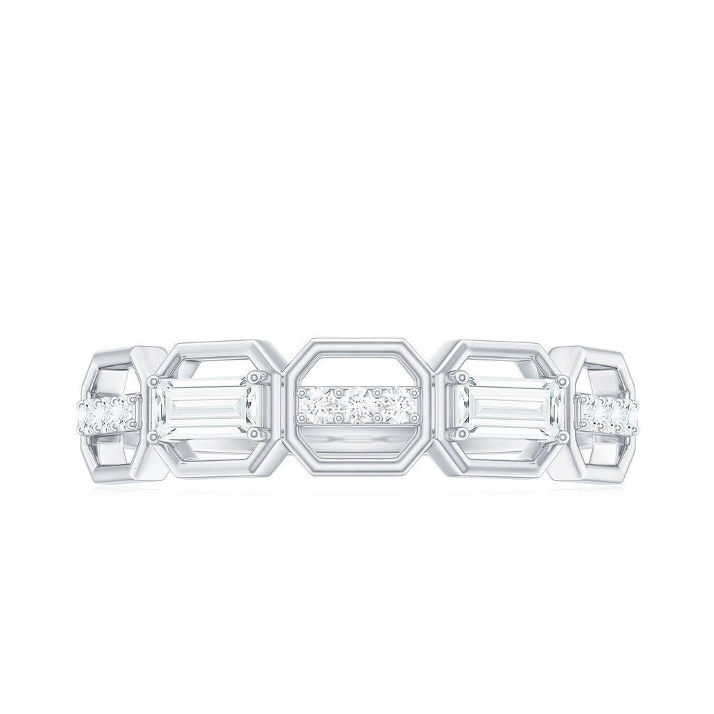 Certified Moissanite Geometric Half Eternity Ring