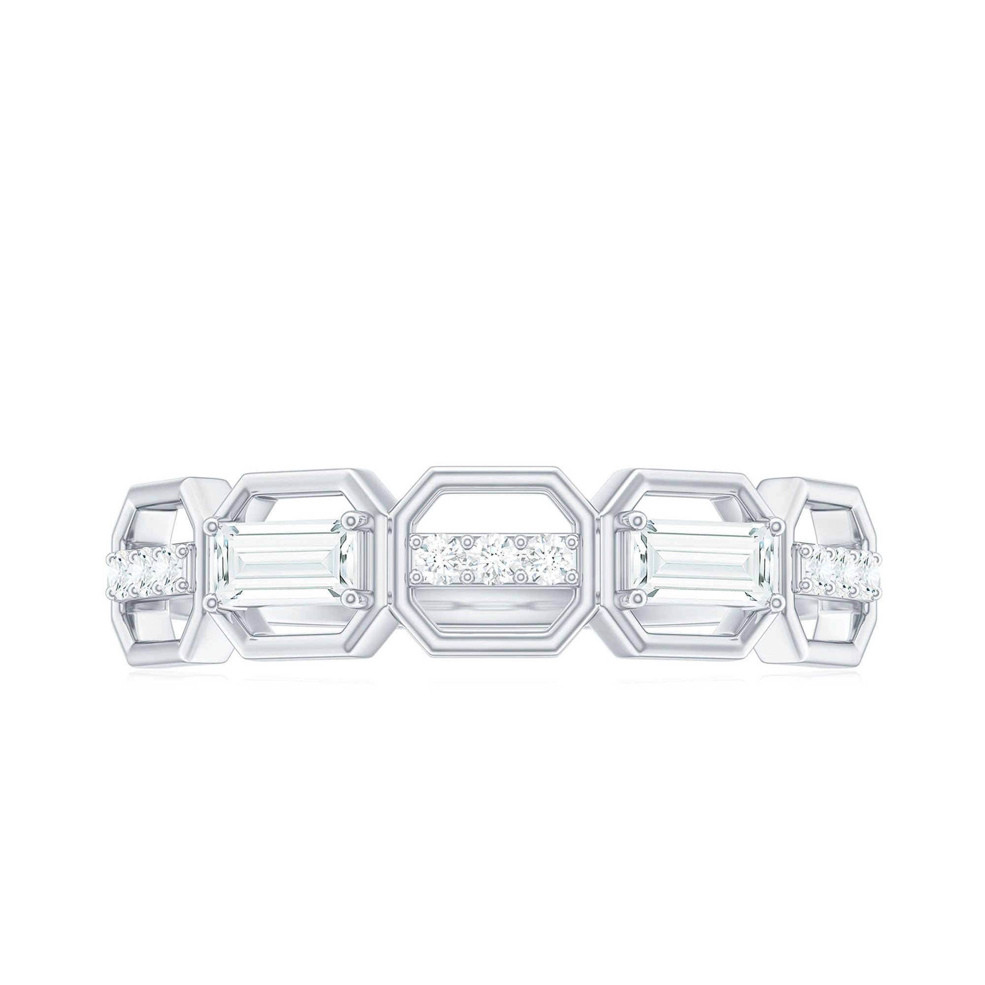 Certified Moissanite Geometric Half Eternity Ring