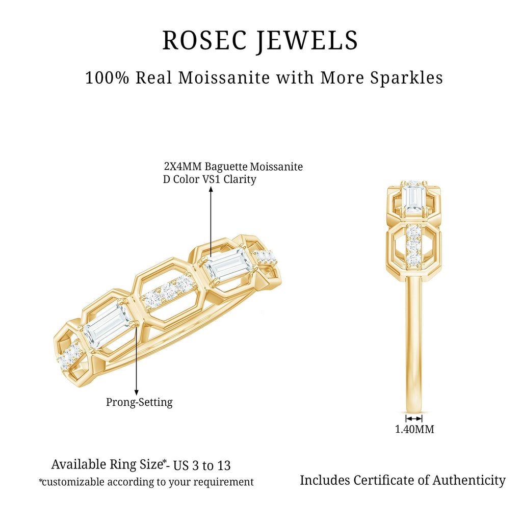 Certified Moissanite Geometric Half Eternity Ring