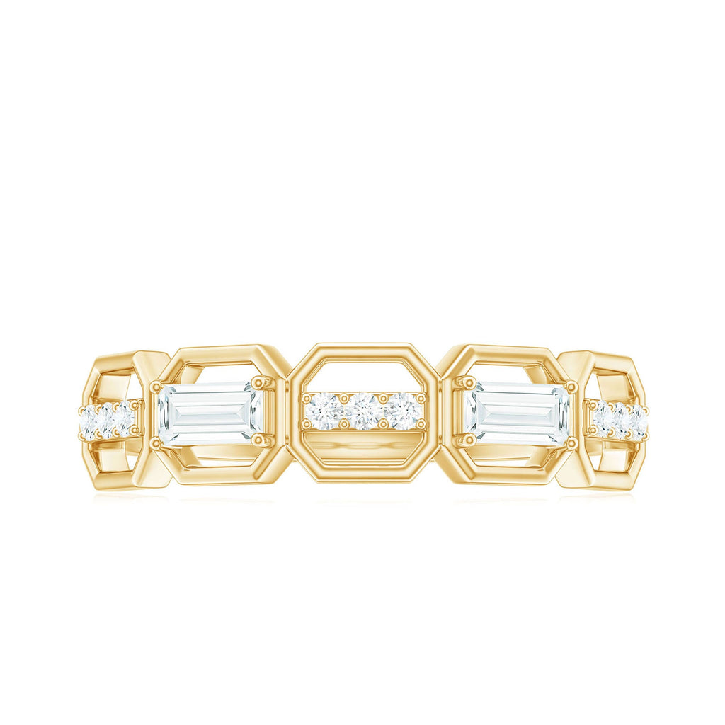 Certified Moissanite Geometric Half Eternity Ring