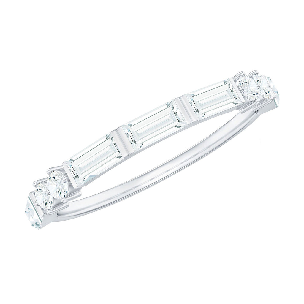 Baguette Cut Moissanite Minimalist Half Eternity Ring