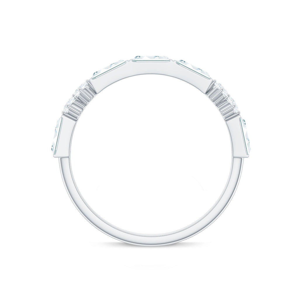 Baguette Cut Moissanite Minimalist Half Eternity Ring
