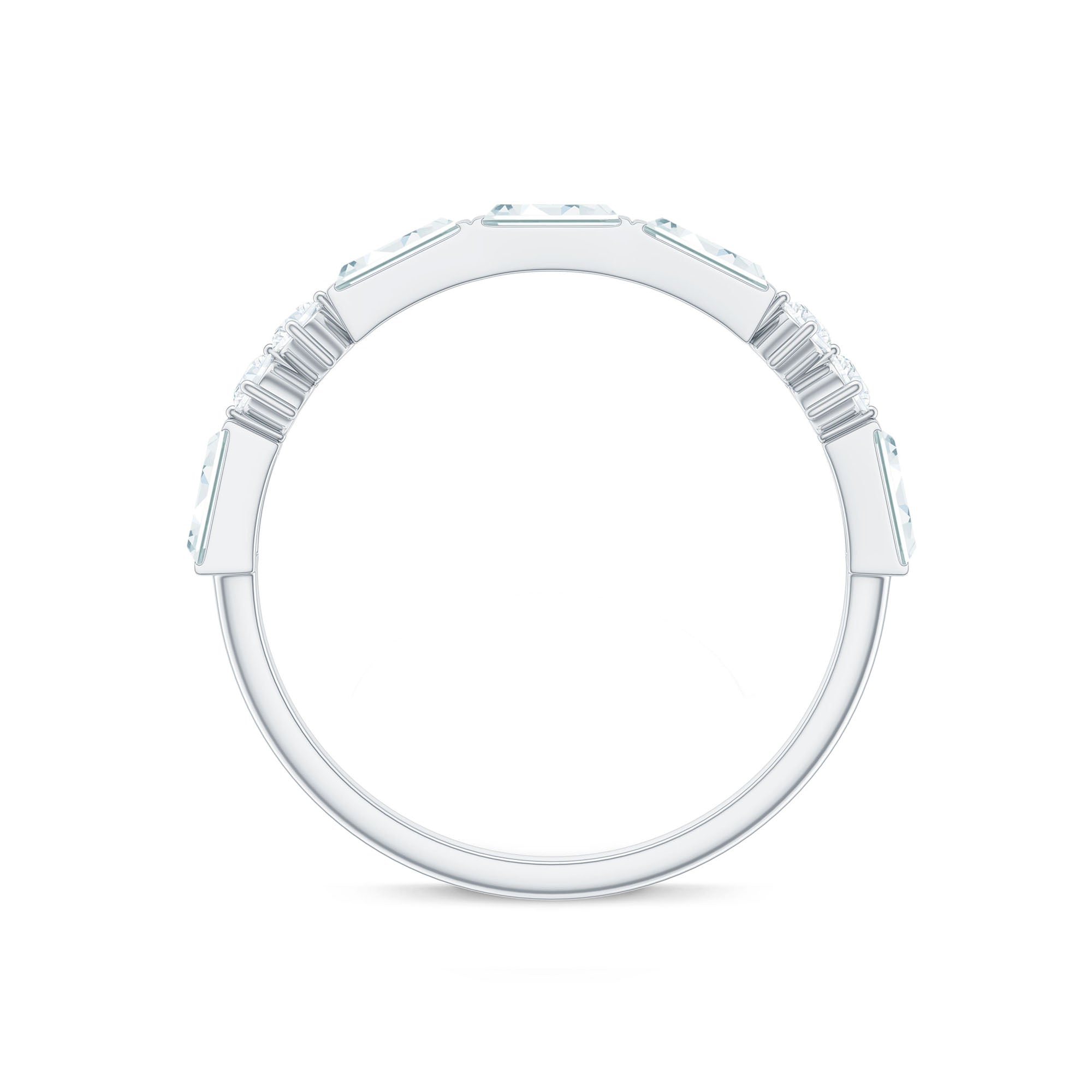 Baguette Cut Moissanite Minimalist Half Eternity Ring