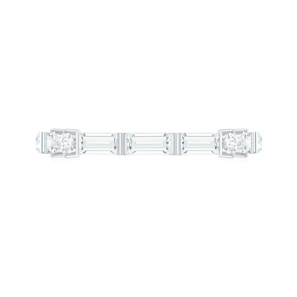 Baguette Cut Moissanite Minimalist Half Eternity Ring