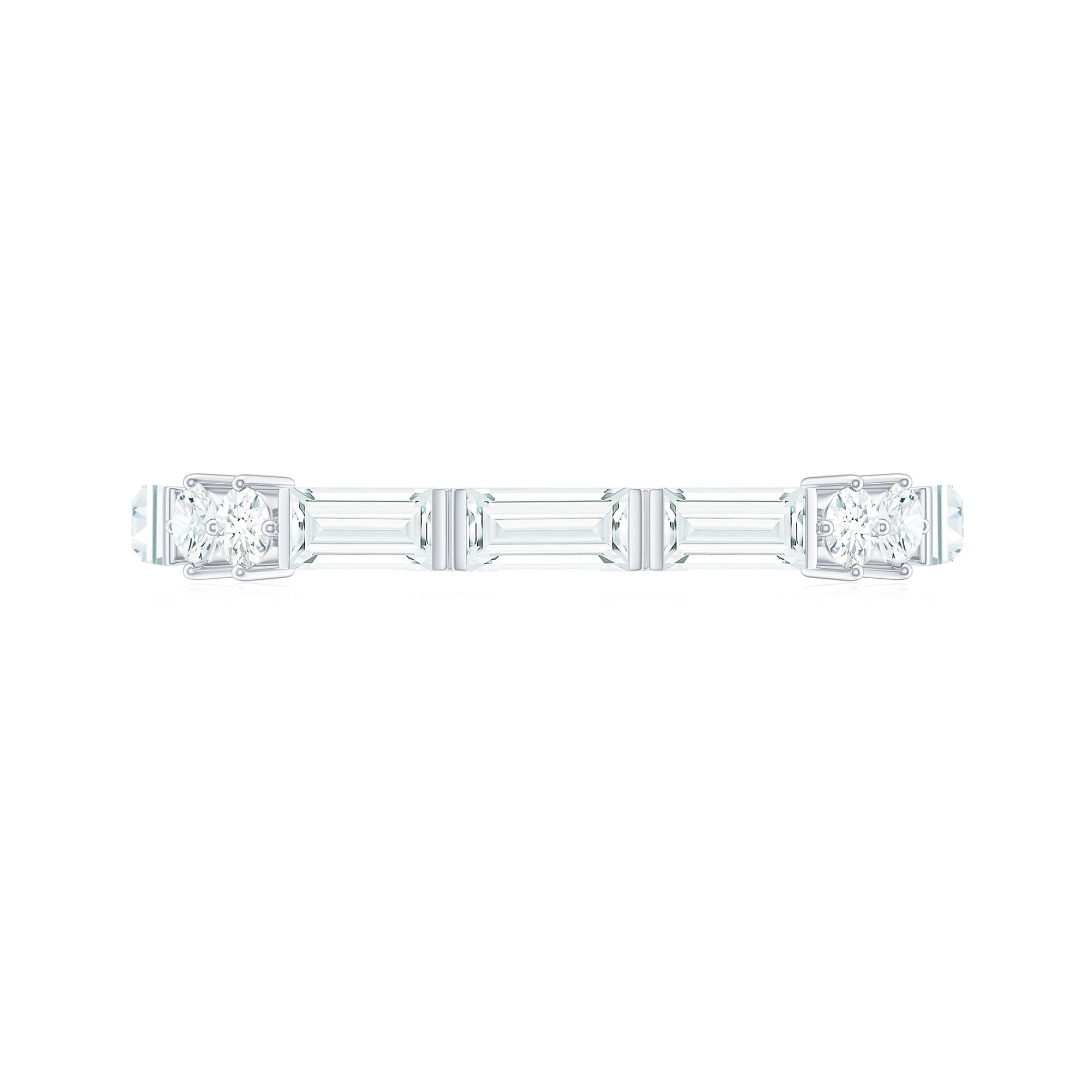 Baguette Cut Moissanite Minimalist Half Eternity Ring