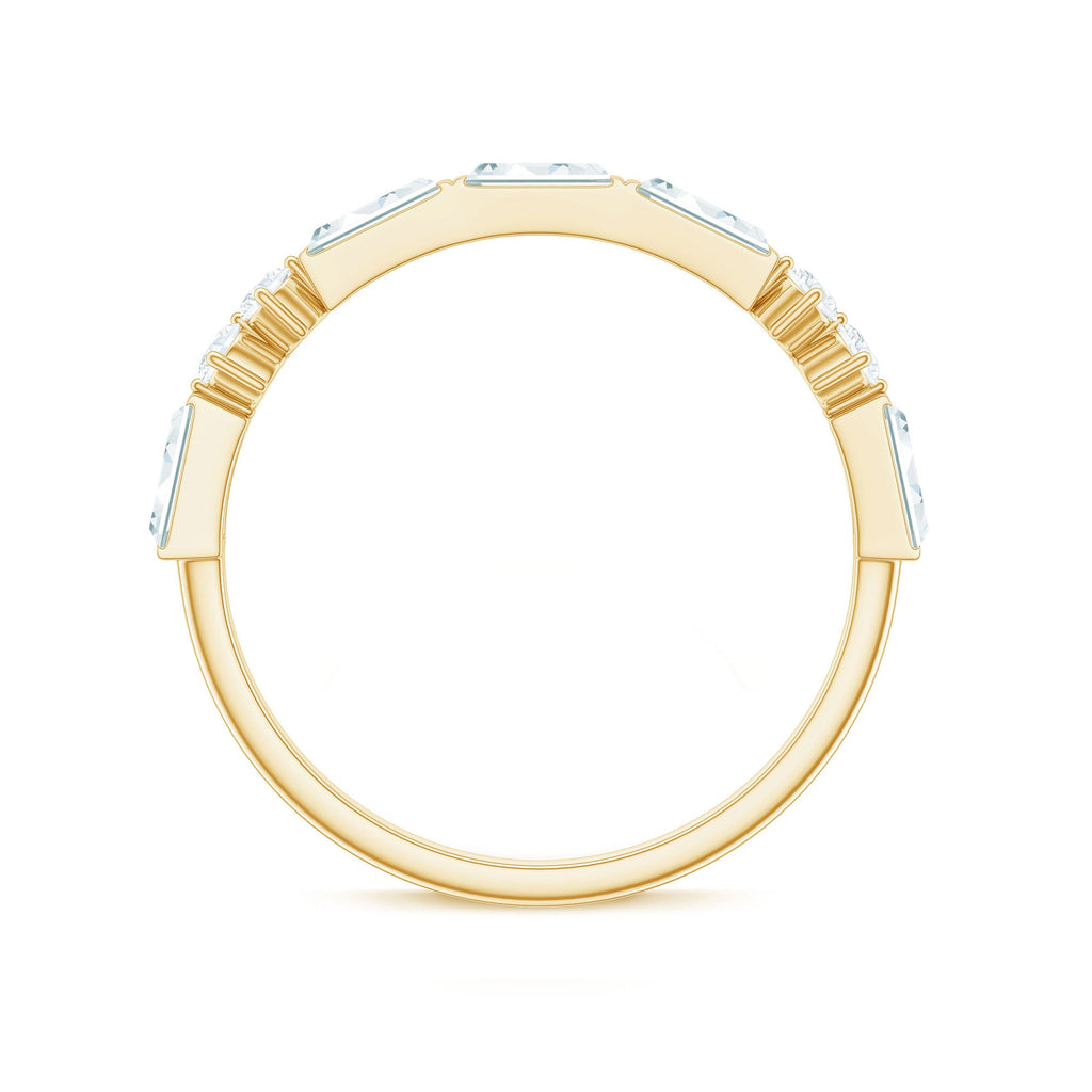 Baguette Cut Moissanite Minimalist Half Eternity Ring