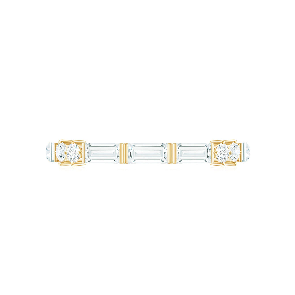 Baguette Cut Moissanite Minimalist Half Eternity Ring